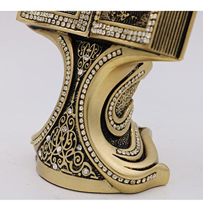 Quran Open Book Allah Muhammad - Home Decor Showpiece Gift 6.25 x 4.5in (Gold)