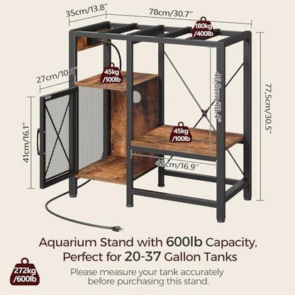 MAHANCRIS 20 Gallon Fish Tank Stand and 37 Aquarium Stand Bundle, Heavy Duty Breeder Turtle Terrarium Stand Rack for Home Office, FTHR2001-FTHR40E01
