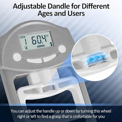 Hand Grip Strength Tester - 220lbs/100kg Digital Hand Dynamometer with High-Precision Strain Gauge, Electronic Handgrip Strength Testing Tool for Athletes, Seniors & Fitness Tracking - color: Grey