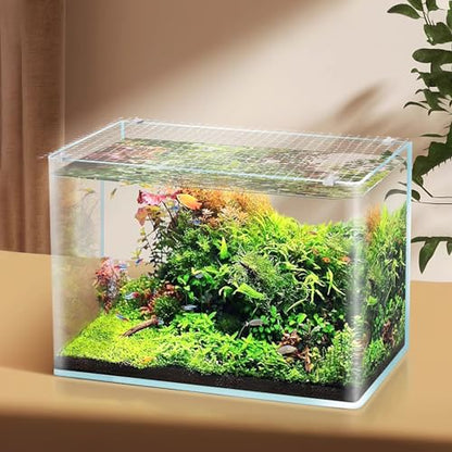 ibasenice Fish Tank Anti-Escaping Net Aquarium Mesh Cover Practical Fish Tank Netting Cover with 5 Brackets 27.55 X 20.86 in Breathable Top for Easy Cleaning