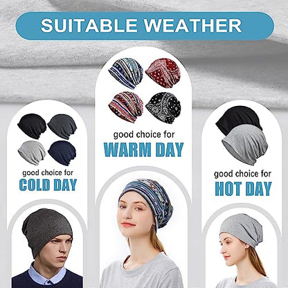 Cotton Slouchy Beanie Hip-Hop Soft Lightweight Running Beanie Adult Skull Hats Cap for Men Women - color: Multicolor2-4pk