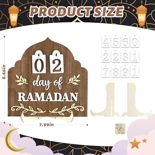 Ramadan Advent Calendar Eid Mubarak Countdown Calendar 2026 Ramadan Table Decor for Islamic Muslim gifts Home decorations (Brown)