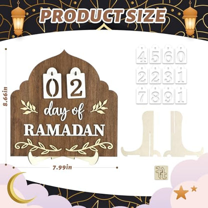 Ramadan Advent Calendar Eid Mubarak Countdown Calendar 2026 Ramadan Table Decor for Islamic Muslim gifts Home decorations (Brown)