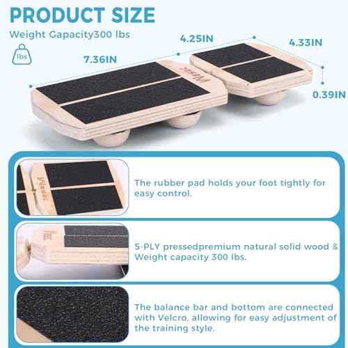 Ankle Balance Board, Non-Slip Strengthener Wood Wobble Board for Sprained, Posture Correction - Home Stability Exercises Balance Board - size: Round