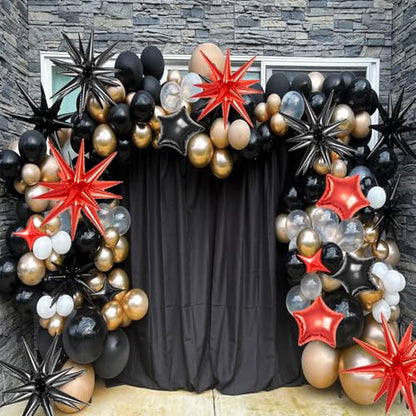 22 Pcs Star Balloons,22/18/10 Inch Star Foil Mylar Balloon,Spike Balloons and Four Pointed Balloon for Party Supplies Christmas Birthday Wedding Photo Booth (Black Red) - color: Black Red
