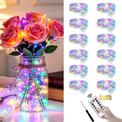 12 Pack Multicolor Fairy Lights, Mini String Lights with Remote and Timer - color: Multicolor, size: 12P with Remote