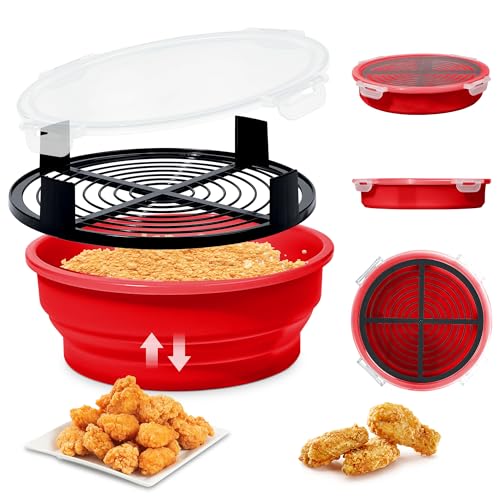 Collapsible Batter Bowl - Breading Bowl Shaker with Lid , Bright Red - color: Bright Red