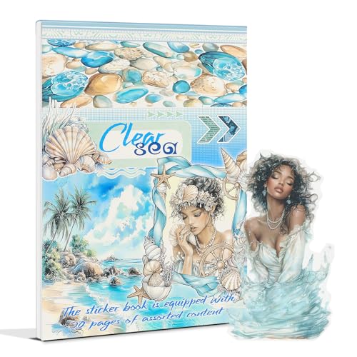 Snycler Clear Sea Theme Sticker Scrapbooking Supplies for Junk Journal, 20 Sheets PET Stickers - Vintage Journaling Stickers, Ephemera Sticker Book Pre Cut, Junk Journal Supplies, Planner - color: Clear Sea