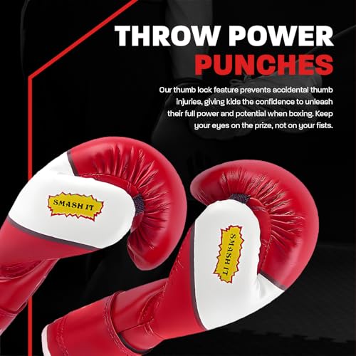 Kids Boxing Gloves for Kids Children Youth Punching Bag Kickboxing Muay Thai Mitts MMA Training Sparring Gloves - color: Red, size: 6 oz