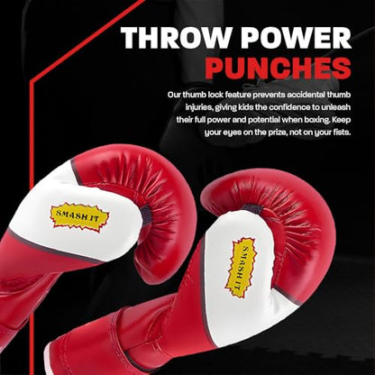 Kids Boxing Gloves for Kids Children Youth Punching Bag Kickboxing Muay Thai Mitts MMA Training Sparring Gloves - color: Red, size: 6 oz