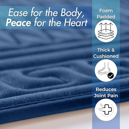 Sacred Artisans Padded Prayer Mat Thick with Soft Velvet Foam for Men and Women | Prayer Rug and Meditation Mat for Home Travel & Gift (Blue - Padded) - color: Blue - Padded