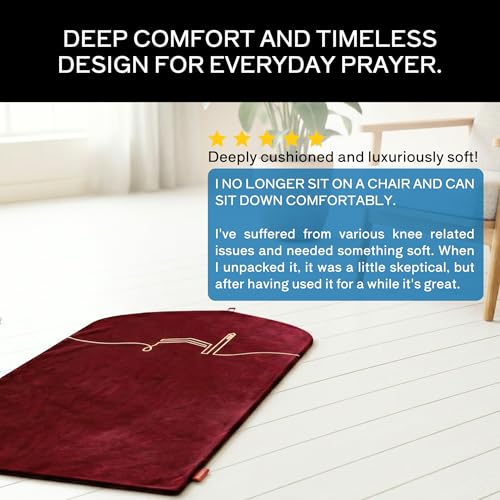 TAKVA EasiClean™ Indoor Prayer Mat | Kaaba Collection (ComfitPlus, Kaaba Maroon) Padded Memory Foam Prayer Rug, Muslim, Islamic Prayer Rugs - color: Kaaba Maroon