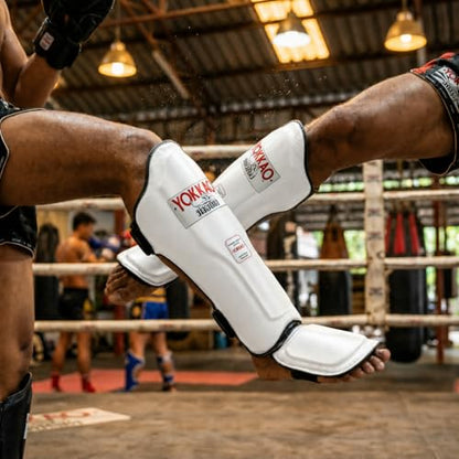 YOKKAO Matrix Muay Thai Kickboxing MMA Shin Guards with Knee Guards - color: Matrix White, size: Small