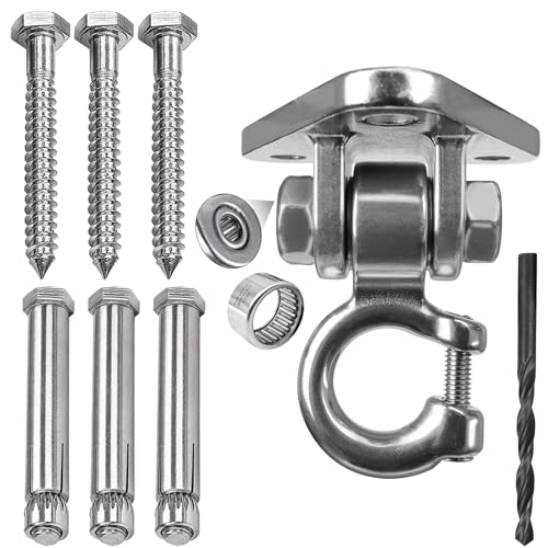 Stainless Steel Heavy Duty Swing Hanger - 180° Silent Swivel,1000LB Capacity, for Hammock Chair, Porch Swing, Punching Bag, Yoga Swing, Rust-Proof 304 Steel, Easy Install Kit (1-Pack) - size: 1 Pack