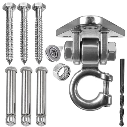 Stainless Steel Heavy Duty Swing Hanger - 180° Silent Swivel,1000LB Capacity, for Hammock Chair, Porch Swing, Punching Bag, Yoga Swing, Rust-Proof 304 Steel, Easy Install Kit (1-Pack) - size: 1 Pack