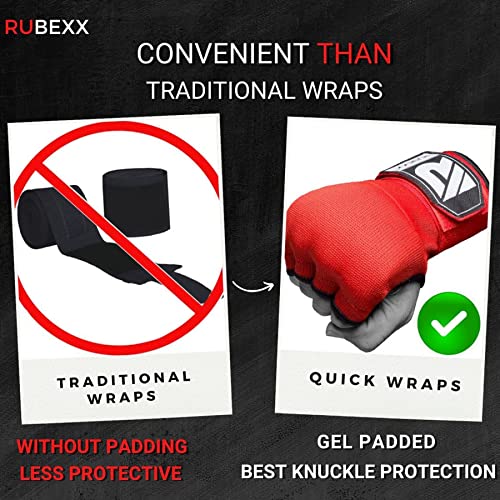 Slip on Boxing Hand Wraps Padded Thick Knuckle Inner Gloves 36 inches Elastic Wrist Strap Quick Wrap Under Mitts for Martial Arts, Muay Thai, MMA, Kickboxing Men Womem - color: Red, size: X-Large