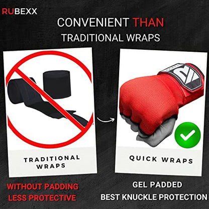 Slip on Boxing Hand Wraps Padded Thick Knuckle Inner Gloves 36 inches Elastic Wrist Strap Quick Wrap Under Mitts for Martial Arts, Muay Thai, MMA, Kickboxing Men Womem - color: Red, size: Small