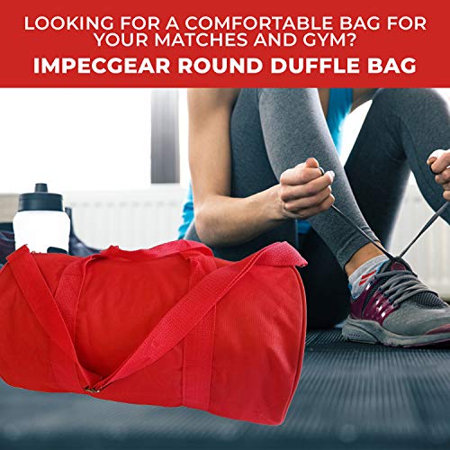 Impecgear Round Duffel Team Sports Equipment Bags, Travel Gym Fitness Bag. - color: Red