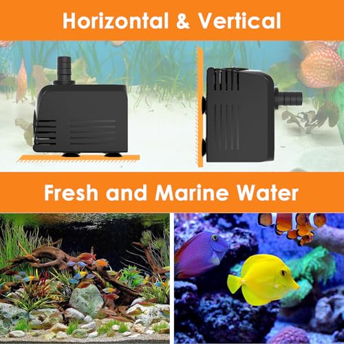 AquaMiracle Submersible Water Pump Aquarium Water Pump with Flow Control, Pond Pump Fountain Pump for Pond, Fountain, Waterfall, Statuary, Water feature, Hydroponics (400GPH, 25W) - size: 400GPH, 25W
