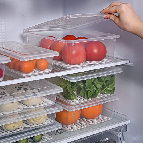 4PCS Food Storage Container, Plastic Food Containers X-Large | [With Removable Drain Plate and Lid], [Stackable Portable Freezer Storage Containers]-Tray to Keep Fruits, Vegetables, Meat - size: X-Large(4PCS)