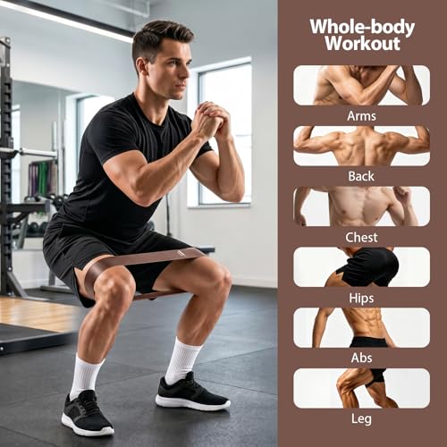 6-Pack Premium Natural Rubber Thickened Workout Resistance Bands Set for Home Gym & Physical Therapy, Anti-Snap Durable Exercise Bands for Full Body Strength Training, Legs, Glutes, Multi-Level - color: Heavy-6 Set-Coffee brown