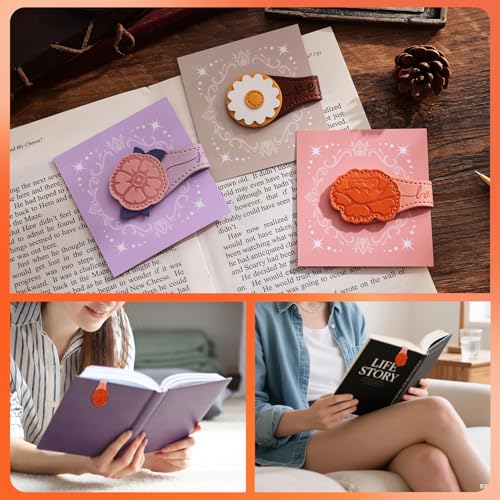 3 PCS Fruit of Spirit Magnetic Leather Bookmarks, Floral Patterns (Love Joy Peace) of Galatians, Bible-Inspired Page Markers, Double-Sided Clips, Gift for Book Lovers, Students, Book Accessories - style: Love Joy Peace