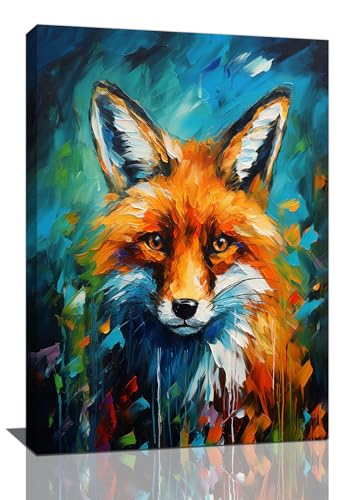 Fox Decor Wall Art Banksy Fox Pictures Wall Decor Canvas Prints Framed Artwork Paintings Poster Fox Gifts Decorations for Home Kitchen Bedroom Living Room Bathroom Office 16"x24" - color: Fox, size: 16L" x 24W"