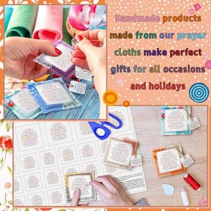Ceenna Pocket Prayer Quilt Panel Squares with Small Wooden Crosses Mini Scripture Pocket Prayer Quilt Religious Spiritual Gift for Friend Family Easter Reward Gifts Easter Basket Stuffers(Classic) - style: Classic