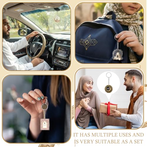 Liliaafar 15 Pcs Islamic Keychain Gifts Bulk Acrylic Muslim Keychain Ramadan Eid Gifts Bulk Stars Moon Rosary Religious Party Favors for Ramadan Hajj Wedding (Attractive) - style: Attractive