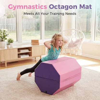 Garvee 19"X19"X23" Octagon Gymnastics Mat, Home Tumbling Mat with High-Density Foam & Waterproof Cover, Skill Shape Tumbling Backbend Trainer Exercise Mat, Somersault Backbend Trainer for Cheerleading & Martial Arts