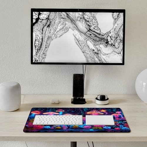 KeKee Glowing Colorful Sea Aquarium Neon Large Mouse Pad Gaming Mousepad Desk Pad for Keyboard and Mouse Mat Non-Slip Base 40X75cm, Style - size: 40X75cm