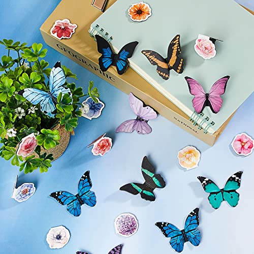 Faccito 24 Pieces Butterfly Magnetic Bookmarks Cute Magnet Page Foldable Page Markers Flower Butterfly Bookmarks Clip for Women Students Book Lovers Reading, Office Christmas Supplies Gifts