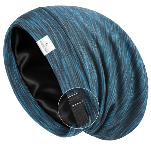 YANIBEST Slouchy Beanie Hat Satin Lined Sleep Cap Chemo Headwear Caps Blue - color: Blue, size: Medium