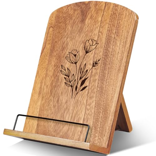 FoldTier Floral Wood Book Holder Cookbook Stand for Kitchen Counter - style: Floral
