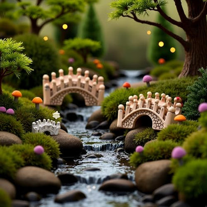 2 Pcs Gray and Brown Miniature Stone Arch Bridges - Fairy Garden Ornaments for Dollhouse, Aquarium, Lawn, Patio, and DIY Micro Landscape Decor, Mini Fairy Garden Accessories for Outdoor and Fish Tank
