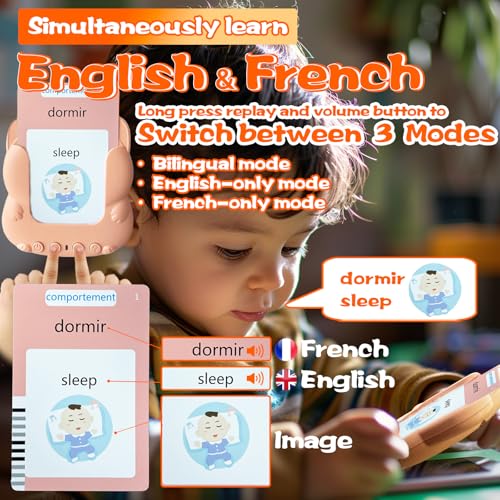 Bilingual Talking Flash Cards for Kids - Test Mode, French - color: French