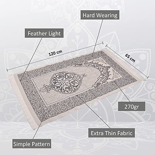 BABY SHOWER CHOCOLATE Prayer Rug Islamic Gift Set, Velvet Prayer Mat, Prayer Beads, Scarf and Yaseen Book, Perfect Family and Muslim Eid Gifts (Gray) - color: Grey