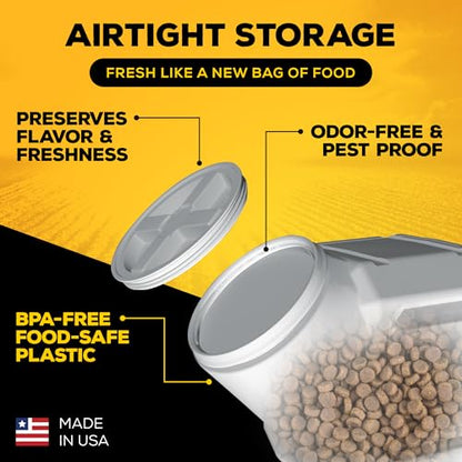 Vittles Vault Pawprint Pet Food Storage Container For Dog Food, Kibbles/Bird Seed/Oatmeal/Rice/Flour/Cereal, BPA Free, Plastic, Sealed Airtight For Cat Food, Up To 25 lb, Made in USA, With Scoop, Gray - size: 25 Pounds
