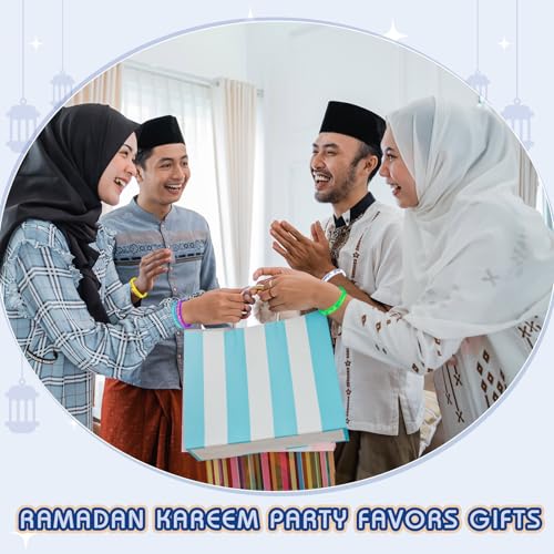 Landical 60 Pcs Eid Al Adha Silicone Bracelets Ramadan Mubarak Kareem Motivational Rubber Wristbands Colored Silicone Bracelets Muslim Gifts Ramadan Festival Party - style: Ramadan