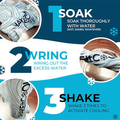 SHAKEitCOOL Extended Size Cooling Towel – Be Cool in Style - Heat Relief, Soft, Lightweight, Sun Protection, Easy Clean - Perfect for Biking, Hiking, Running, Yoga, Golf, Gardening - Swim Bubble M - color: Swim Bubble