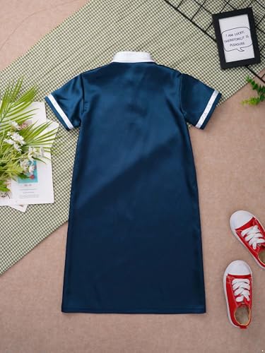 Muslim Toddler Baby Boys Ramadan Eid Outfit Thobe Arabic Islamic Abaya Dubai Robe Prayer Clothes - color: Navy Blue, size: 9-12 Months