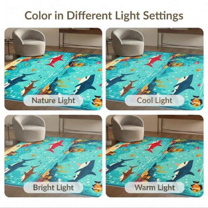 6'x9' Washable Modern Fish Area Rug, Teal Non-Shedding Pet Friendly Room Rug Foldable Easy Care Carpet for Queen Size Bedroom, Under Bed, Master Suite | Ref:2070039 - color: Blue/Pattern 16, size: 6' x 9' (Rectangular)