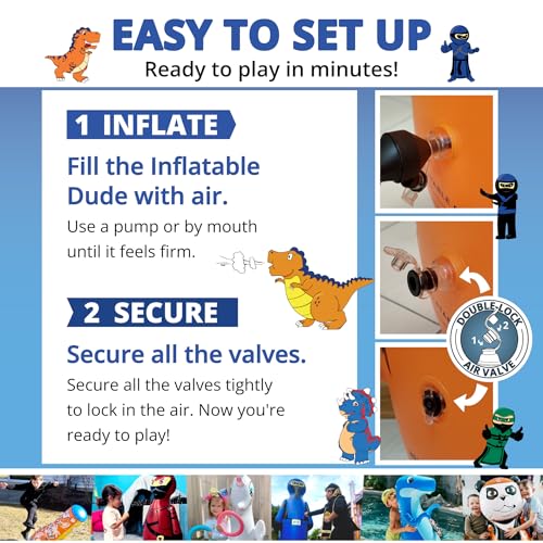 INFLATABLE DUDES Blue Ninja Toy 40” - Kids Punching Bag | Sand-Base | Bop Bag, Pre-filled with Sand, Inflatable Toy, Punching Bag for Kids, Enhanced Bounce-Back Action, Indoor/Outdoor - color: Blue Small Ninja | Pre-filled with Sand