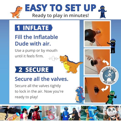 INFLATABLE DUDES Blue Ninja Toy 40” - Kids Punching Bag | Sand-Base | Bop Bag, Pre-filled with Sand, Inflatable Toy, Punching Bag for Kids, Enhanced Bounce-Back Action, Indoor/Outdoor - color: Blue Small Ninja | Pre-filled with Sand