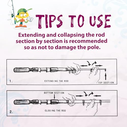 WIDDEN Kids Fishing Pole, Portable Telescopic Kids Fishing Poles for Boys and Girls, Fishing Rod and Reel Combo Kit with Tackle Box, and Fishing Net, Best Fishing Pole for Toddler Youth - color: Pink+Green