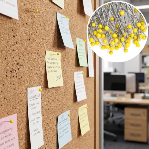 100pcs Decorative Pearl Push Pins, 1.5x0.12in, Yellow - color: Yellow-0.12x1.5in-100pcs