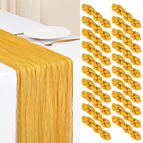 Showgeous 20 Pack Gold Cheesecloth Table Runner, 17 x 108 Inches - color: Gold, size: 20 Pack