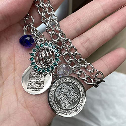 Islam car hangings Allah Four Qul suras AYATUL KURSI Stainless Steel Car Pendant