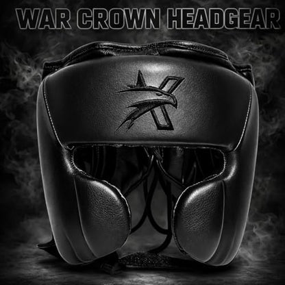 Premium Cowhide Leather Boxing Headgear Open Face with Cheek Protection, Grain Cowhide Leather, Shock Absorbing Padding, Adjustable Sparring Helmet for MMA Muay Thai Kickboxing - size: Small-Medium