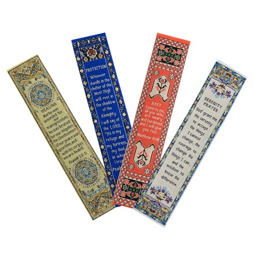 Healing & Rest, Themed Assortment of 4 Woven Fabric Bible Verse Bookmarks, Silky Soft & Flexible Religious Bookmarkers for Novels Books & Bibles, Woven Design, Memory Verse Gift - color: Healing & Rest